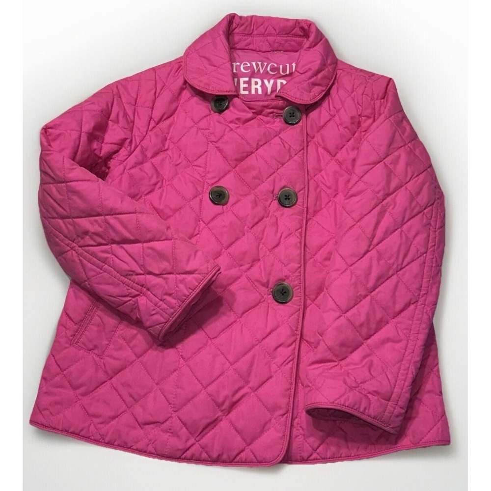 Girls Crewcuts‎ J.crew Everyday Jacket Quilted peacoat Sz 4-5 Hot Pink